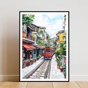 Hanoi Train Street Poster, Hanoi Print, Vietnam Wandkunst, Reiseposter, Hanoi Aquarell, Vietnam Print, Hanoi Vietnam, Hanoi Wandkunst
