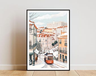 Lisbon Poster, Lisbon Tram Print, Portugal Wall Art, Travel Poster, Portugal Print, Lisbon Portugal Print, European Wall Art, Christmas Art