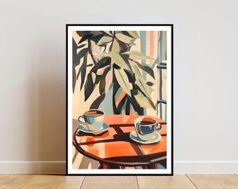 Retro Coffee Poster, Kitchen Print, Coffee Wall Art, Tea Poster, Coffee Print, Coffee Art, Kitchen Wall Art, Coffee Table Print, Cafe Poster