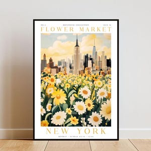 New York Flower Market Poster, New York Poster, Flower Market Print, Flower Wall Art, Botanical Poster, Floral Wall Art, Yellow Flower Print