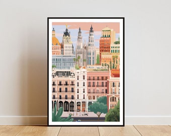 Madrid Poster, Madrid Print, Spain Wall Art, Travel Poster, Spain Print, Madrid Spain, European Wall Art, Pastel Art, Madrid Wall Art