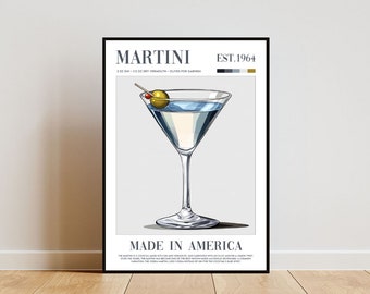 Martini Poster, Kitchen Print, Alcohol Wall Art, Cocktail Print, Martini Cocktail Print, Kitchen Wall Art, Cocktail Bar Poster, Martini Art