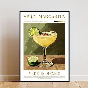 Spicy Margarita Poster, Küchendruck, Alkohol Wandkunst, Cocktail Druck, Margarita Cocktail Druck, Küchen Wandkunst, Cocktailbar Poster
