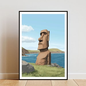 Easter Island Poster, Easter Island Print, Chile Wall Art, Travel Poster, Chile Print, Easter Island Chile, Easter Island Wall Art, Chile
