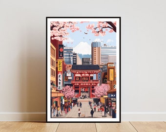 Poster di Tokyo, stampa giapponese, arte murale giapponese, poster di viaggio, stampa di Tokyo, Tokyo, Giappone, arte murale del Monte Fuji, poster del Giappone, arredamento giapponese