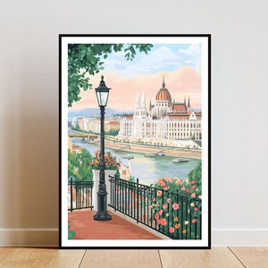 Budapest Poster, European Print, Budapest Wall Art, Travel Poster, Hungary Print, Budapest Hungary, Hungarian Parliament Art, Pastel Art