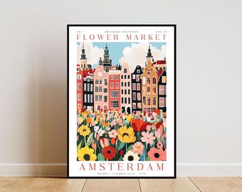 Amsterdam Blumenmarkt Poster, Amsterdam Poster, Blumenmarkt Druck, Blumen Wandkunst, Botanisches Poster, Floral Wandkunst, Boho Home Decor