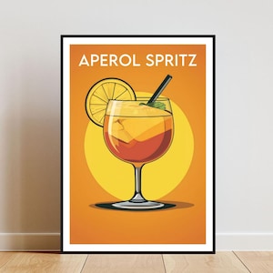 Aperol Spritz Poster, Kitchen Print, Alcohol Poster, Cocktail Print, Aperol Spritz Cocktail Print, Kitchen Poster, Cocktail Bar Poster