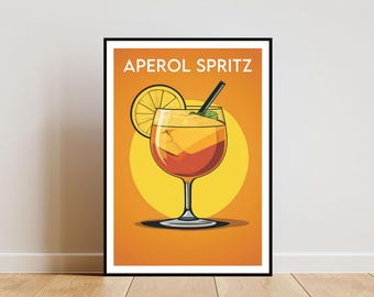 Plakat Aperol Spritz, wydruk do kuchni, plakat z alkoholem, wydruk koktajlowy, wydruk koktajlowy Aperol Spritz, plakat do kuchni, plakat do baru koktajlowego