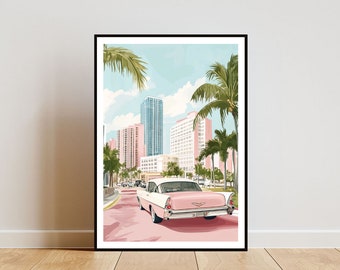 Miami Poster, Miami Poster, Miami Print, Amerika Wandkunst, USA Druck, Miami USA, Florida Poster, Pastel Art, Florida Print, USA Wandkunst, Miami