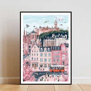 Edinburgh Poster, Edinburgh Castle Print, Edinburgh Wall Art, Travel Poster, Edinburgh Print, Edinburgh Scotland, UK Wall Art, Pastel Art