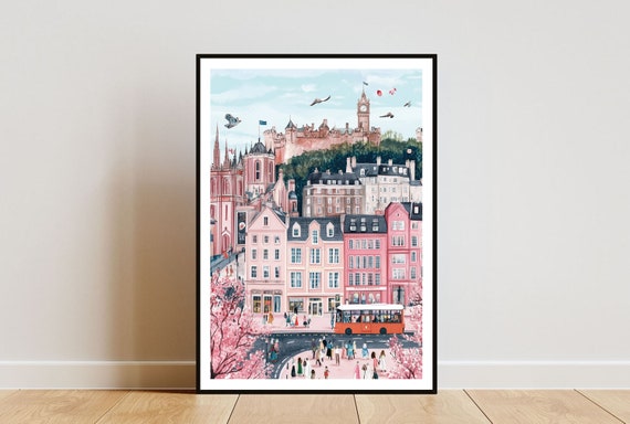 Edinburgh Poster, Edinburgh Castle Print, Edinburgh Wall Art, Travel Poster, Edinburgh Print, Edinburgh Scotland, UK Wall Art, Pastel Art