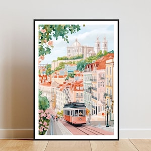 Lisbon Poster, Lisbon Tram Print, Portugal Wall Art, Travel Poster, Portugal Print, Lisbon Portugal, European Wall Art, Pastel Art, Europe