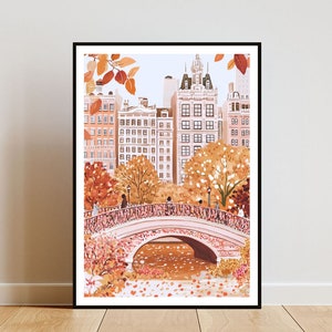 Central Park Poster, New York Druck, Amerika Wandkunst, New York Kunst, USA Druck, Central Park USA, Empire State Building Druck, Herbst Poster
