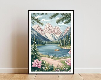 Banff-poster, Banff-print, Canada Wall Art, Canada Print, Banff Canada-poster, Canada-poster, pastelkunst, Banff-muurkunst, Canada Wall Art