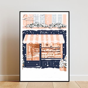 Patisserie Poster, Christmas Poster, Coffee Print, Coffee Wall Art, Restaurant Art Poster, Cafe Shop Print, French Bakery, Bakery Poster