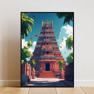 Tamil Nadu Poster, Madurai Print, India Wall Art, Travel Poster, India Print, Tamil Nadu India, Indian, Vintage Indian Poster, Temple Poster