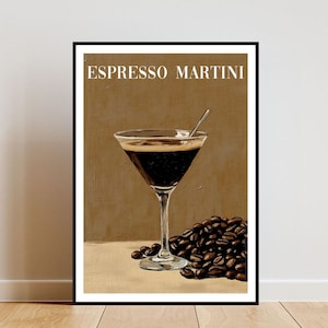 Póster de Espresso Martini, Impresión de cocina, Arte mural con alcohol, Impresión de cócteles, Impresión de Espresso Martini, Arte mural de cocina, Arte mural de bar de cócteles