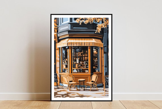 Vintage Cafe Painting, Cafe Wall Art, French Cafe Art Poster, Coffee Print, Cafe, Coffee Wall Art, Vintage Poster, Cafe Painting, Cafe Art