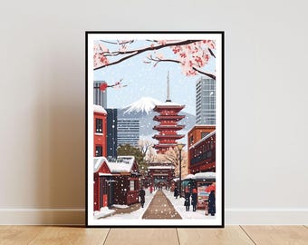 Tokyo Poster, Japanese Print, Japan Wall Art, Travel Poster, Tokyo Print, Tokyo Japan, Mount Fuji Wall Art, Japan Poster, Christmas Decor