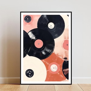 affiche disque vinyle vintage, affiche vinyle rose, impression musique rétro, art mural disque, affiche musique vintage, affiche tendance, art mural rose