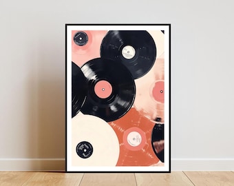 Vintage Vinyl Record Poster, Pink Vinyl Poster, Retro Music Print, Record Wall Art, Vintage Music Poster, Trendy Poster, Pink Wall Art