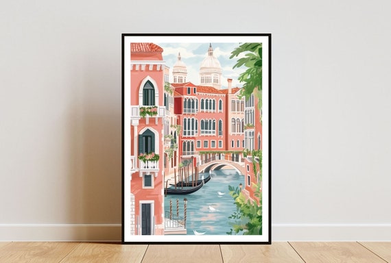 Venice Poster, Venice Canal Print, Italy Wall Art, Travel Poster, Italy Print, Venice Italy, European Wall Art, Pastel Art, Europe, Italian