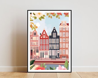 Amsterdam Poster, Holland Print, Netherlands Wall Art, Travel Poster, Netherlands Print, Amsterdam Netherlands, Amsterdam Canal Wall Art