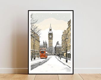 London Poster, Big Ben Print, London Wall Art, Travel Poster, London Print, London England, Christmas Wall Art, UK Poster, Britain Art