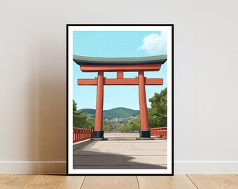 Fushimi Inari Poster, Fushimi Inari Print, Japan Wall Art, Travel Poster, Japanese Print, Kyoto Japan, Kyoto Wall Art, Japanese Poster