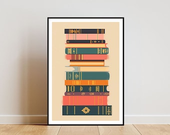 Plakat z książką, Druk książki, Sztuka ścienna z książką, Plakat ze sztuką książki, Druk biblioteczny, Plakat do salonu, Sztuka ścienna w stylu vintage, Sztuka książki, Druk na półkę