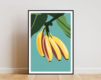 Banana Poster, Kitchen Print, Banana Wall Art, Fruit Poster, Banana Print, Banana Fruit Wall Art, Kitchen Poster, Fruit Print, Kitchen Art