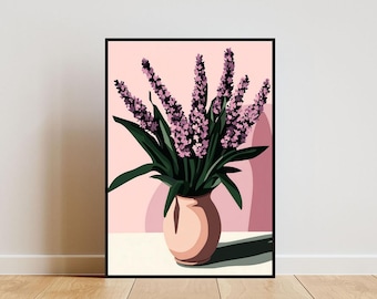 Lavender Poster, Lavender Print, Botanical Print, Flower Print, Flower Poster, Tropical Poster, Boho Print, Lavender Plant Wall Art