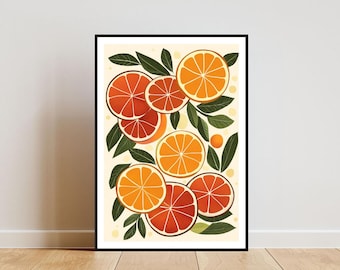 Pôster de laranja, Impressão para cozinha, Arte de parede com laranja, Pôster de frutas, Impressão de laranja, Arte de parede com laranja, Pôster para cozinha, Impressão de frutas, Decoração de cozinha