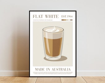 Flat White Poster, Kitchen Print, Flat White Wall Art, Flat White Poster, Coffee Print, Flat White Coffee Wall Art, Kitchen Wall Art