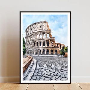 Rome Poster, Roman Colosseum Print, Italy Wall Art, Travel Poster, Italy Print, Rome Italy Poster, Rome Watercolour, European Wall Art