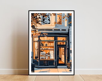 Vintage coffeeshopschilderij, retrokunst aan de muur, coffeeshopmuurkunst, koffiekunstposter, koffieafdruk, cafémuurkunst, vintage poster, winkelkunst