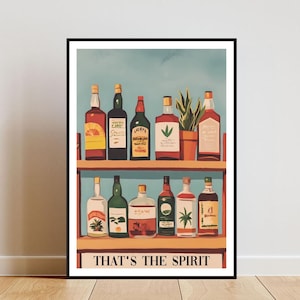 Thats The Spirit Poster, Retro Cocktail Bar Poster, Kitchen Print, Wine Bar Wall Art, Bar Print, Alcohol Poster, Cocktail Art, Vintage Art