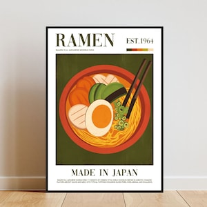 Retro Ramen Poster, Kitchen Print, Ramen Wall Art, Food Poster, Noodle Print, Ramen Art, Kitchen Wall Art, Kitchen Poster, Japanese Poster