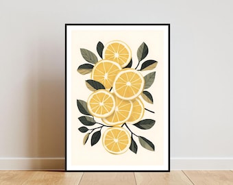 Lemon Poster, Kitchen Print, Lemon Wall Art, Fruit Poster, Lemon Print, Lemon Fruit Wall Art, Kitchen Poster, Fruit Print, Yellow Poster