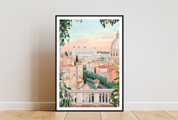 Rome Poster, Roman Colosseum Print, Italy Wall Art, Travel Poster, Italy Print, Rome Italy, European Wall Art, Pastel Art, Europe, Italian