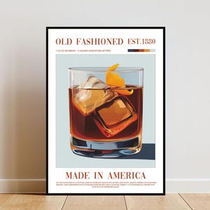 Altmodisches Plakat, Küchendruck, Alkohol Wandkunst, Cocktailplakat, Altmodisches Cocktaildruck, Whiskyplakat, Cocktailbarplakat