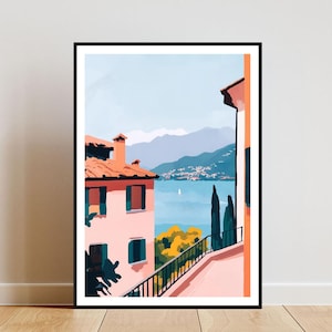 Lake Como Poster, Lake Como Print, Italy Wall Art, Travel print, Italy Print, Como Italy, European Print, Lake Como Oil Painting, Pastel Art