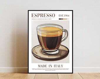Espresso Coffee Poster, Kitchen Print, Espresso Wall Art, Espresso Poster, Coffee Print, Coffee Wall Art, Kitchen Wall Art, Kitchen Poster