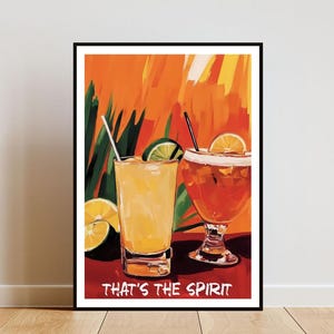 Thats The Spirit Poster, Retro Cocktail Bar Poster, Kitchen Print, Wine Bar Wall Art, Bar Print, Alcohol Poster, Vintage Cocktail Poster