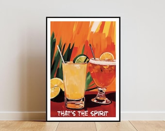 Poster That's The Spirit, poster retrò per cocktail bar, stampa da cucina, arte murale per enoteche, stampa da bar, poster per alcolici, poster vintage per cocktail