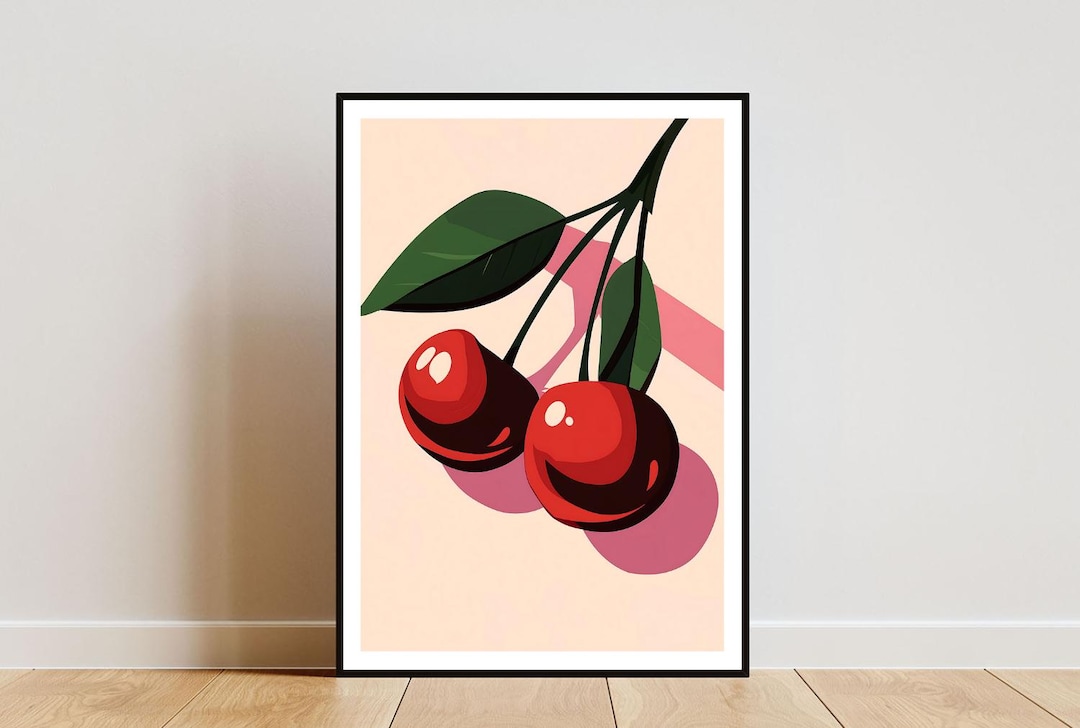 Affiche de cerises, impression de cuisine, art mural de cerises ...
