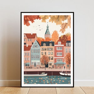 Kopenhagen Poster, Skandinavien Print, Dänemark Wandkunst, Reiseplakat, Kopenhagen Print, Kopenhagen Dänemark, Europäische Wandkunst, Pastellkunst