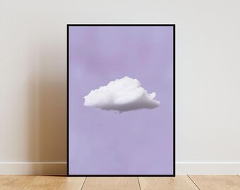 Lila molnposter, minimalistisk väggkonst, lila molntryck, abstrakt konstposter, molnväggkonst, vardagsrumsväggkonst, molntryck