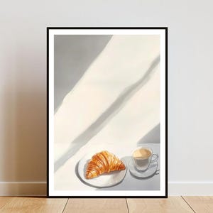 Minimalistic Croissant Poster, Kitchen Print, Croissant Wall Art, Food Poster, Coffee Print, Coffee Art, Kitchen Wall Art, Kitchen Poster